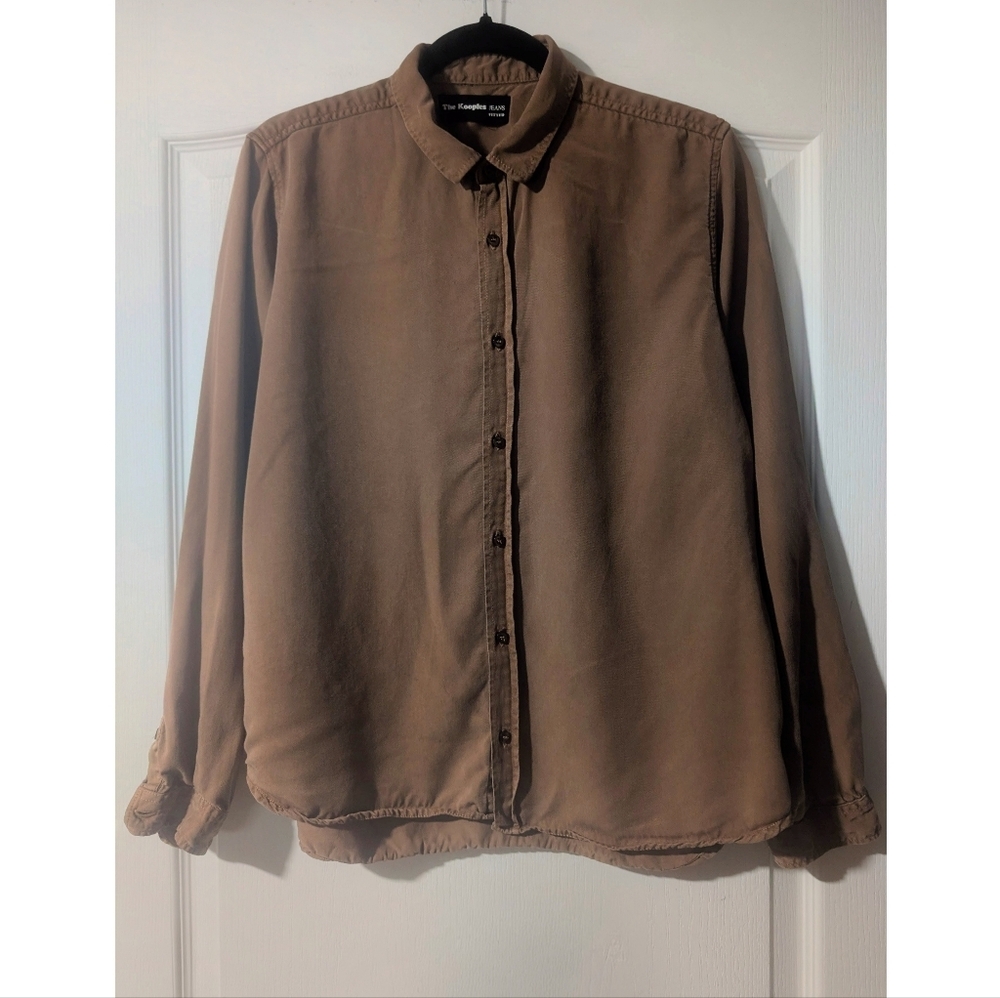 The Kooples Jeans | Men's Skull Button Fitted Shirt In Brown Tencel Blend